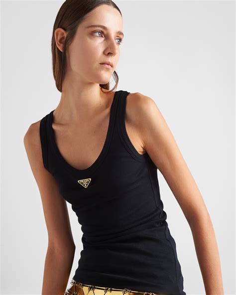 prada ribbed jersey tank top